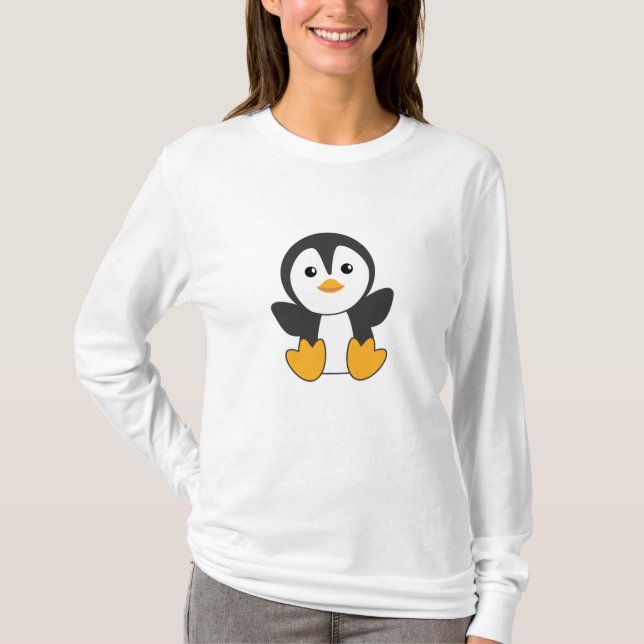 Camiseta Pinguins Cutes Para Crianças Pássaros Engraçados (Frente)