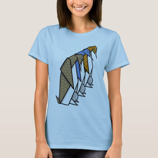 Camiseta Pinguins De Padrões De Padrões De Papel Origami (Frente)
