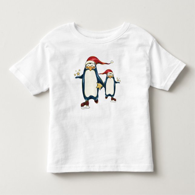 Camiseta Pinguins de patinagem do Natal (Frente)