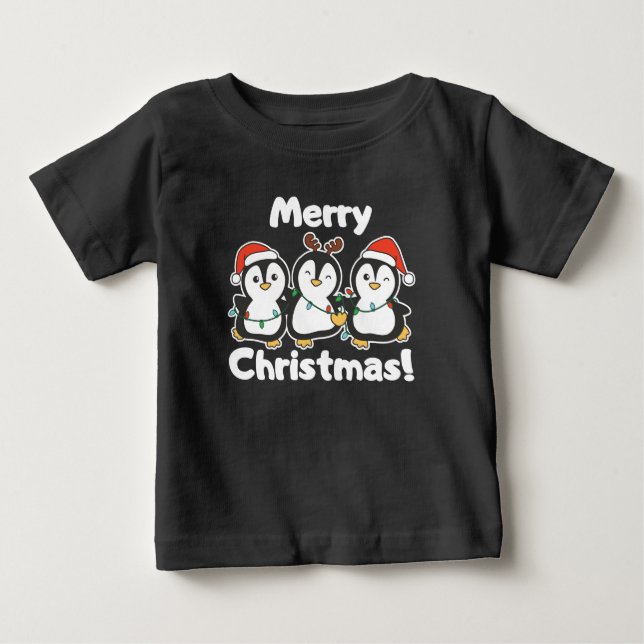 Camiseta Pinguins de Pinguim de Natal (Frente)