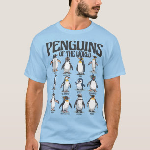 Camiseta Pinguins do mundo - Espécies de aves antárticas