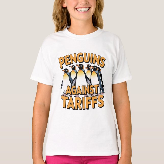 Camiseta pinguins engraçados contra pautas resistem ao prot (Frente)