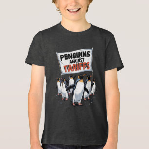 Camiseta pinguins engraçados contra pautas resistem ao prot
