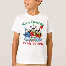 Camiseta Pinguins Engraçados, Feliz Aniversário de Natal