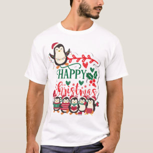 Camiseta Pinguins Felizes de Natal