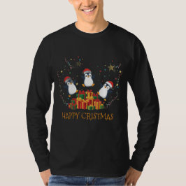 Camiseta Pinguins Felizes de Natal Presente Festa
