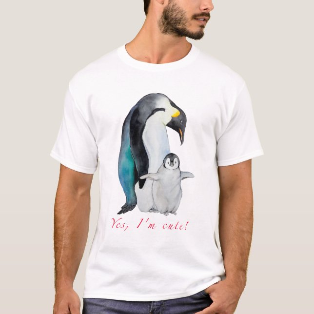 Camiseta Pinguins imperadores de aquarela (Frente)