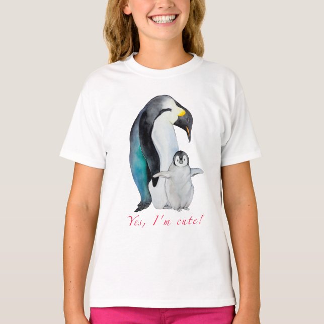 Camiseta Pinguins imperadores de aquarela (Frente)