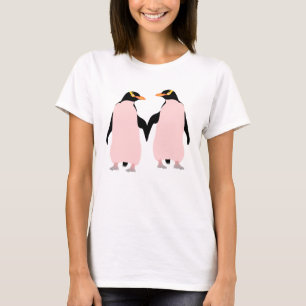 Camiseta Pinguins Orgulho gay de lésbicas segurando as mãos