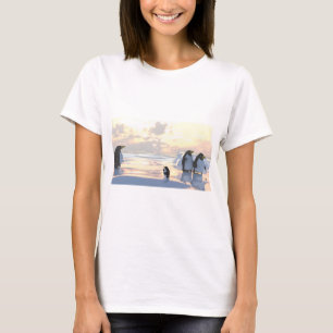 Camiseta pinguins se resfriando em um bote de gelo