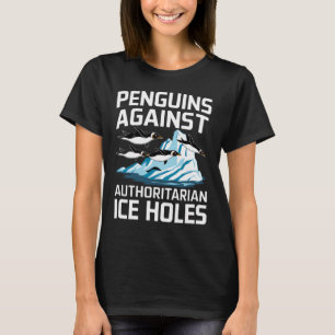Camiseta Pinguins Trump Contra Buracos De Gelo Autoritários