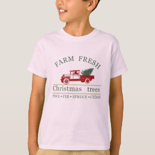 Camiseta pinheiro clássico de caminhões de fazenda fresco v