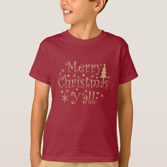 Camiseta Pinheiro de Natal feliz decorado (Frente)