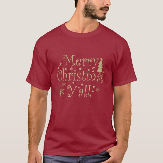 Camiseta Pinheiro de Natal feliz decorado (Frente)