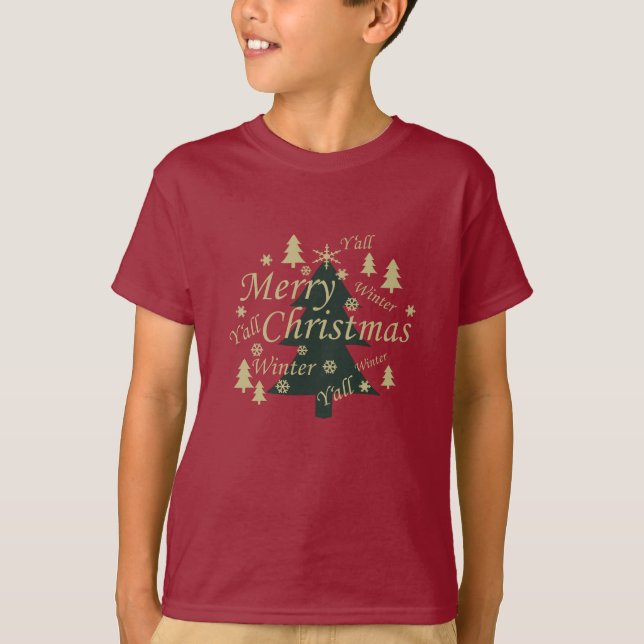 Camiseta Pinheiro de Natal feliz decorado (Frente)