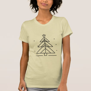 Camiseta Pinheiro Geométrico Minimalista Trabalho de Linha 