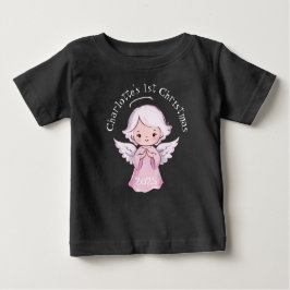 Camiseta Pink 1st Christmas Girls Angel Cute 2025 Black