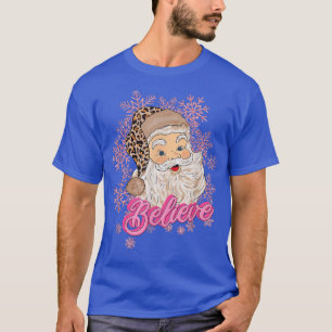 Camiseta Pink Acredita no Pai Natal Neve Cristo-Feliz-leopa