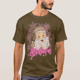 Camiseta Pink Acredita no Pai Natal Neve Cristo-Feliz-leopa