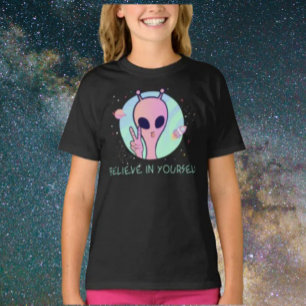 Camiseta Pink Alien Kids Acredite Em Si Mesmo