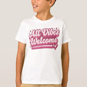 Camiseta Pink All Vibes Welcome Typografia Boy's