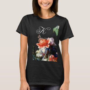 CAMISETA PINK ANEMONAS VERMELHAS FLORES BRANCAS, MONOGRAMA 