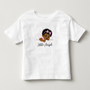 Camiseta Pink Angel Wings African American Baby Girl