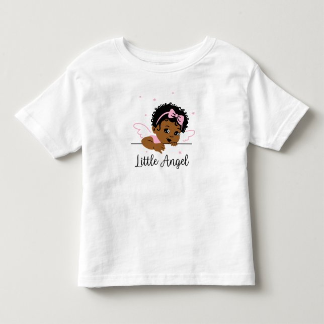Camiseta Pink Angel Wings African American Baby Girl (Frente)