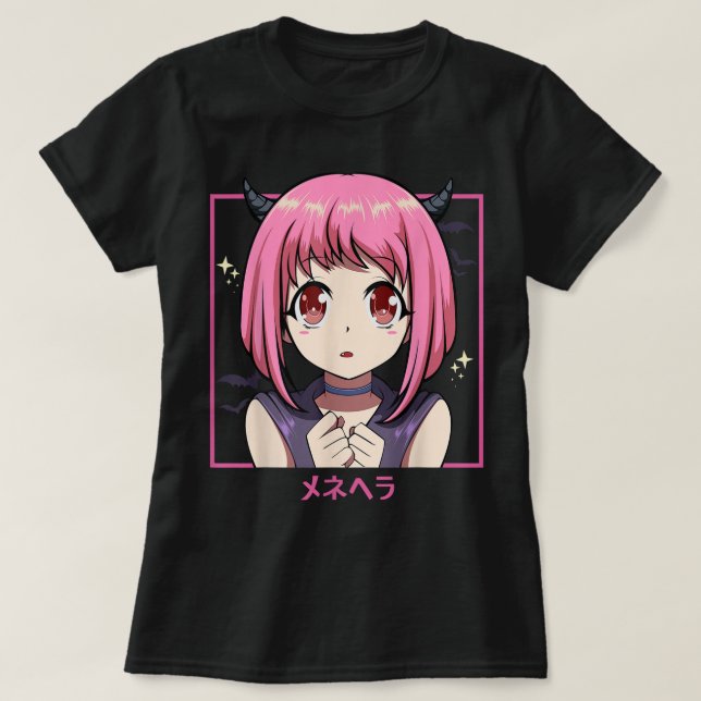 Camiseta Pink Anime Girl Devil Aesthetic (Frente do Design)