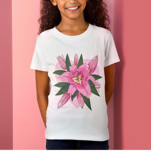 Camiseta Pink Blooming Lush Lily com Soft Heart Jersey