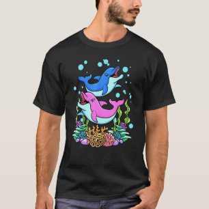 Camiseta Pink Blue Baby Dolphins Beach Summer Vaces