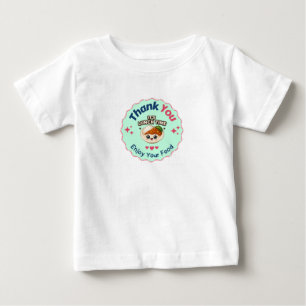 Camiseta Pink Blue Fofo Ilustrativo Roupas Negócios Obrigad