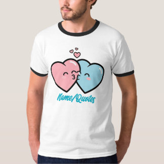 Camiseta Pink & Blue Hearts Kiss