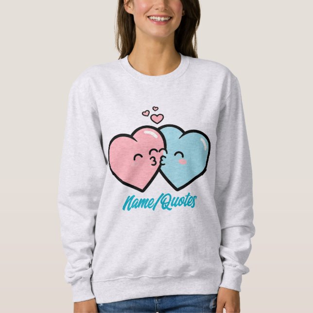 Camiseta Pink & Blue Hearts Kiss (Frente)