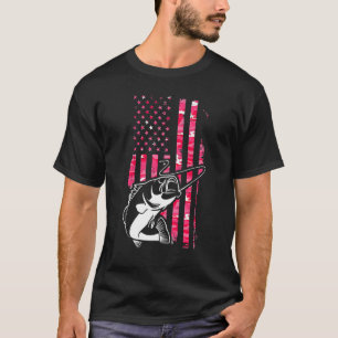 Camiseta Pink Camo American Flag Women Bass Fishin