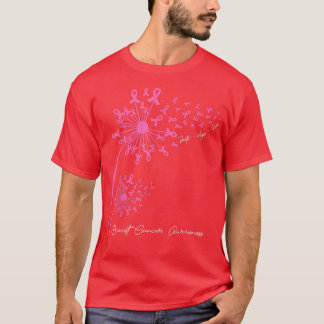 Camiseta Pink Dandelion Faith Hope ama o Cancer da mama