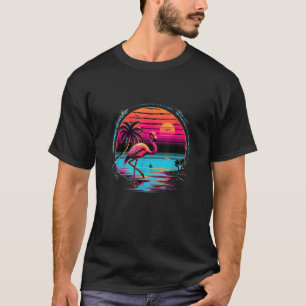Camiseta Pink Flamingo Beach Summer Vibes Palm Tree Tropica