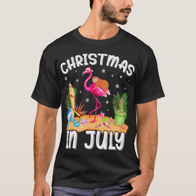 Camiseta Pink Flamingo Engraçado Slony Natal Em Julho (Frente)