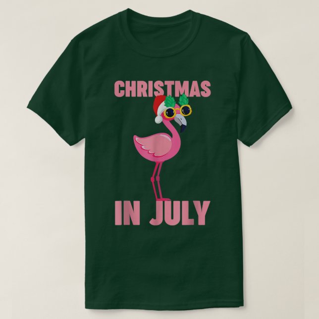 Camiseta Pink Flamingo In Santa Hat Christmas In July 816  (Frente do Design)