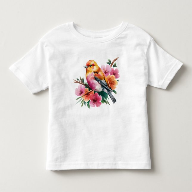 Camiseta Pink Flower Bird (Frente)