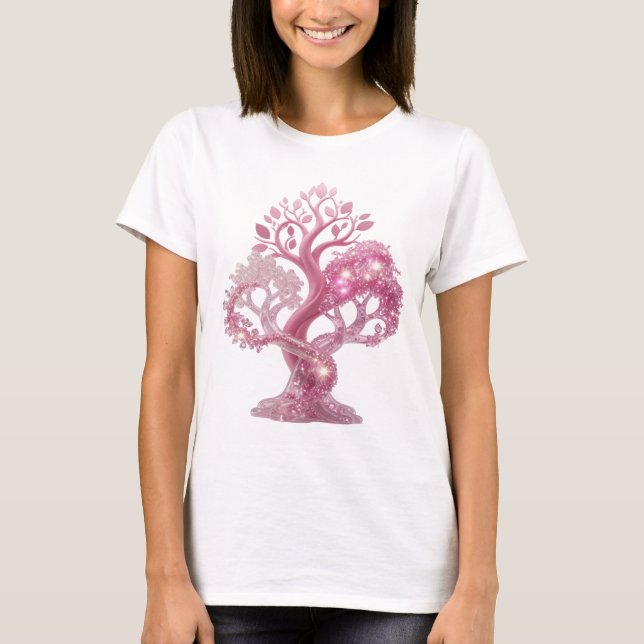 Camiseta PINK GLITTER TREE Slogan Rosa Bonita (Frente)