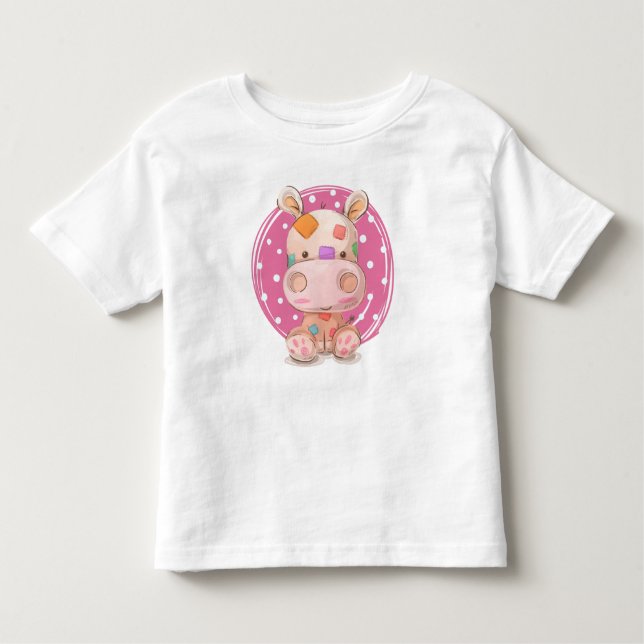 Camiseta Pink Hippo com patch (Frente)