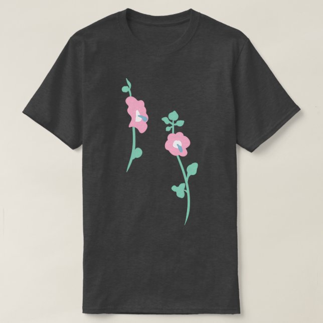 Camiseta pink hollyhock garden pattern (Frente do Design)