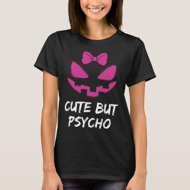 Camiseta Pink Jack O Lanterna Bonito Mas Psicopata (Frente)