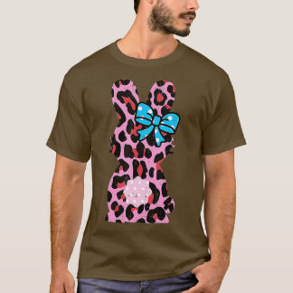 Camiseta Pink Leopard Easter Bunny Ribbon Cute Rabbit Women