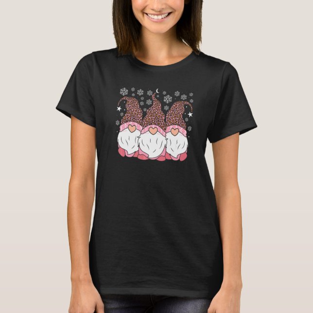 Camiseta Pink Leopard Hat Gnomes Christmas Day Women's Appa (Frente)