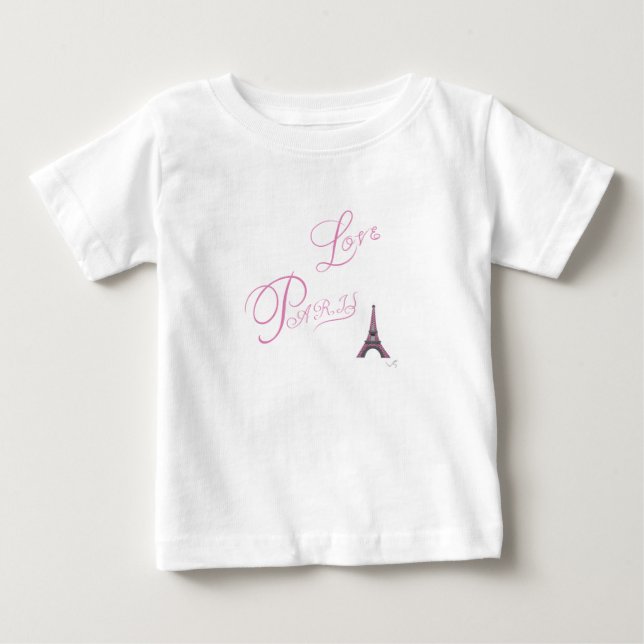 Camiseta Pink-Love-Paris-Eiffel-Tower-Unique Baby (Frente)