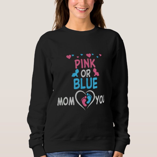 Camiseta Pink or Blue Mom Loves You Gender Reveal Pregnancy (Frente)
