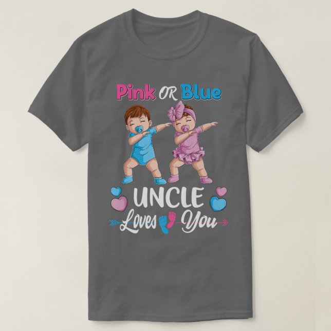 Camiseta Pink Or Blue Uncle Loves You Baby Gender Reveal Pa (Frente do Design)
