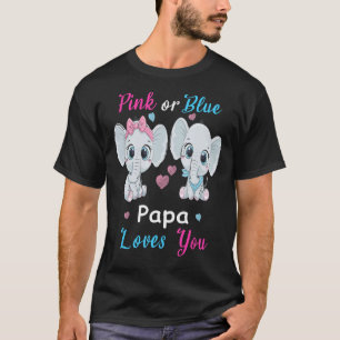 Camiseta Pink ou Blue Papa ama Você Elefantes Sexo Bebê